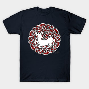 The White Hart Stag Celtic Heraldic shield T-Shirt